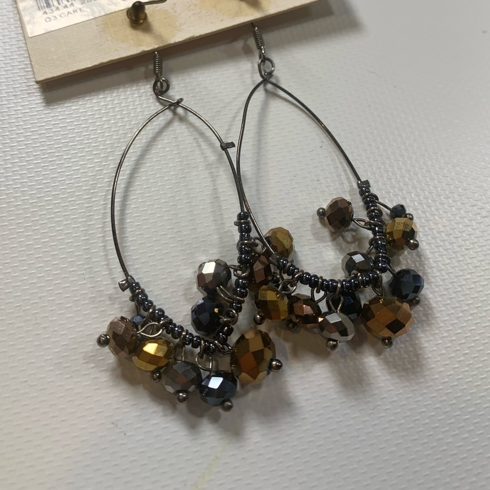 C.a.k.e | New Earring Dangle Brown Chrome New With Tags NWT - Picture 6 of 7